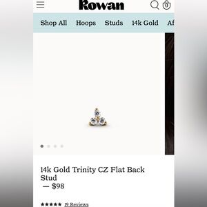 Rowan 14K Gold Trinity CZ Flat Back Stud